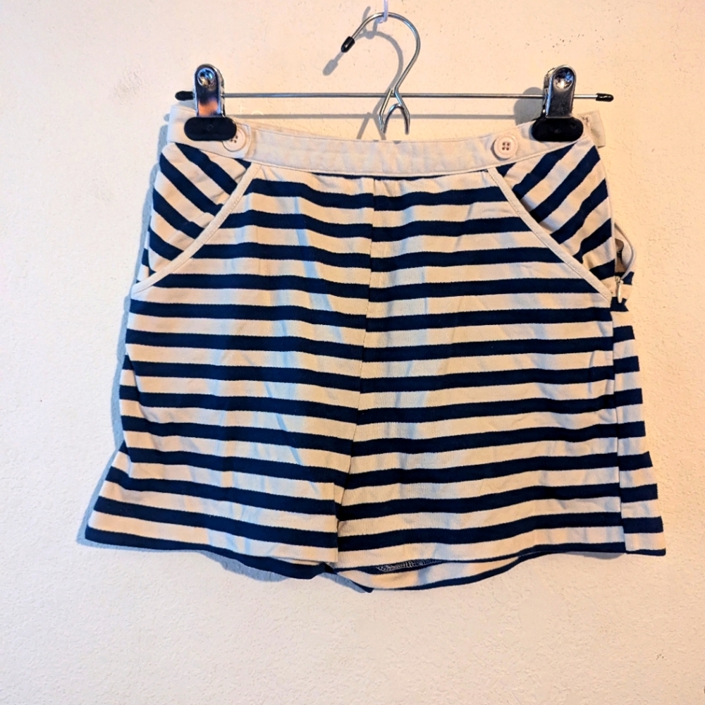 Size 2 blue and white striped high waisted shorts